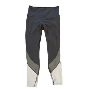 Athleta Women's Salutation Leggings Colorblock High Waist 281493 Gray White Sz S